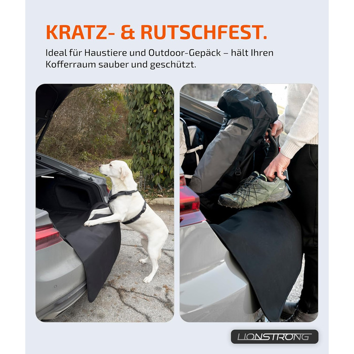 Захист вантажного відсіку LIONSTRONG® – універсальний килимок для багажника авто [з м'якою підкладкою та водонепроникним покриттям] – захист від бруду, подряпин та вологи (100x100 см)