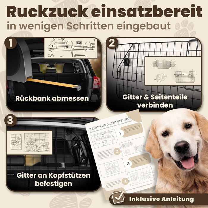 Сітка для собак у багажник авто | Якісна та міцна перегородка для багажника | Перегородка для багажника для собак