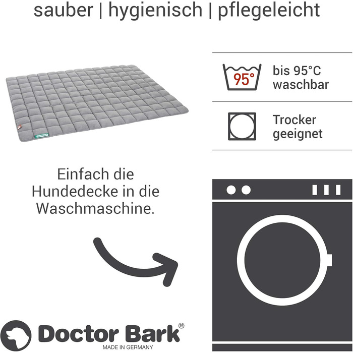 Лежак для собак Doctor Bark XXL, м'який, міцний, світло-сірий, для великих порід, для дому та вулиці, пральний до 95°C