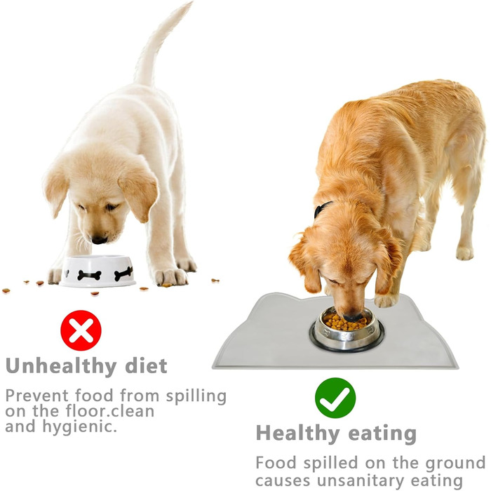 Килимок для котячого корму, силіконовий, неслизький, вологостійкий, сірий