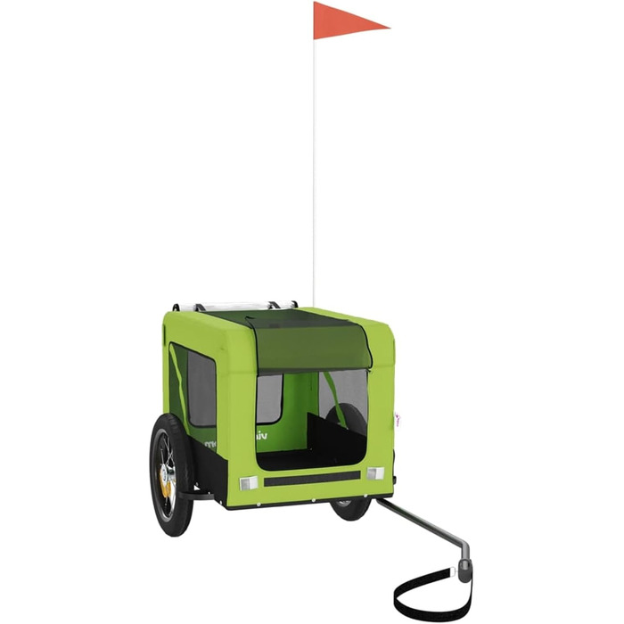 Фургон для собак Fasba: велосипедний причіп для тварин з відбивачами та прапорцем, зелено-чорний, 120 x 54,5 x 53 см