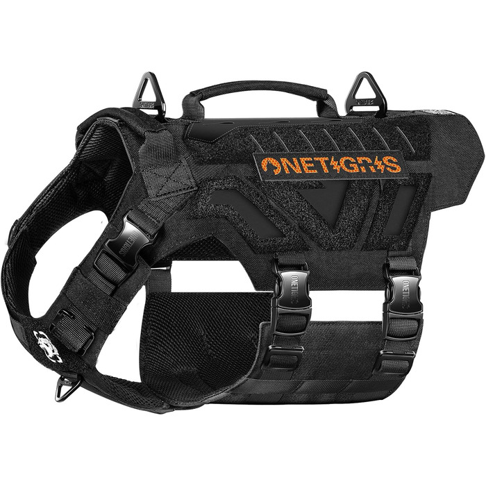 Тактична шлейка для собак OneTigris X Armor з металевою пряжкою і D-кільцем, лазерне різання, жилет із двома ручками для середніх і великих собак