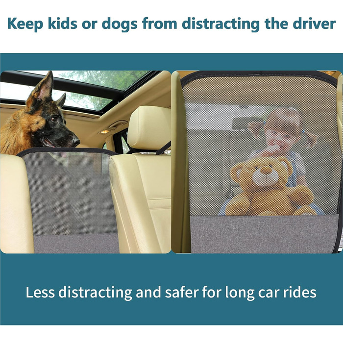 Автомобільна сітка-перегородка для собак Petsfit - універсальна, з сумкою для зберігання та регульованим тросом