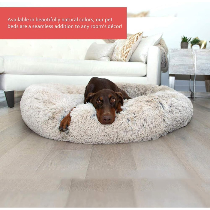 Преміум лежанка для собак, кошик для собак, ортопедична лежанка-гніздо Donut, 50 см. Підходить для собак та котів маленьких, середніх, великих та гігантських порід.