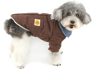 Теплий флісовий куртка для собак породы чихуахуа XL, коричневий, з D-порогом та кишенею