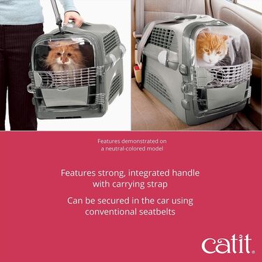 Переноска для котів Catit Cabrio, транспортна коробка, 51x33x35 см, червона/сіра