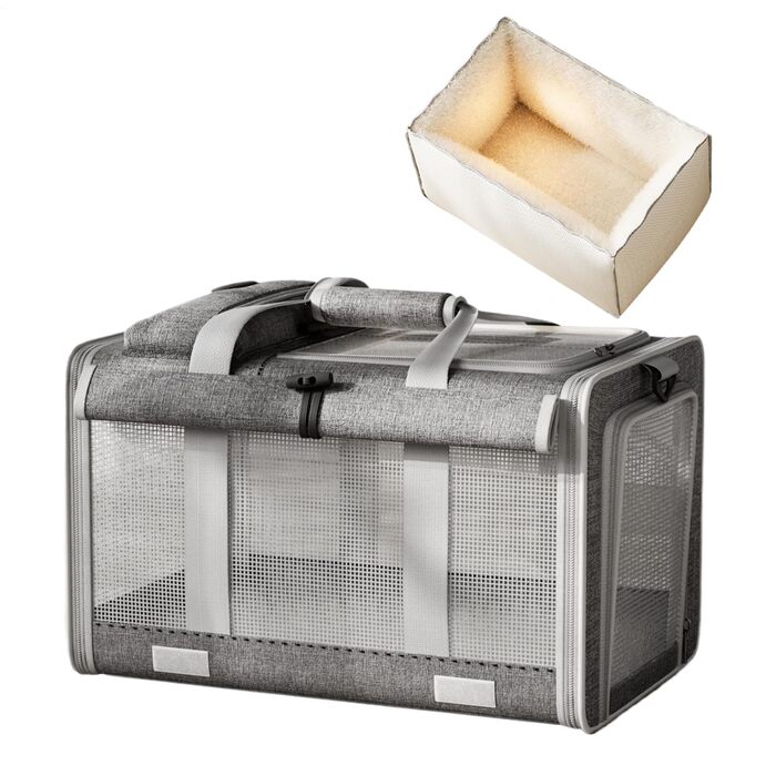 Сумка-переноска для собак та котів, сіра. Ідеальна для подорожей, прогулянок та кемпінгу