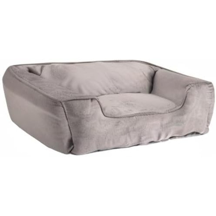 Ліжко для собак Lionto 2-в-1 з комфортним входом, м'яке домашнє ліжко для тварин, підходить для собак та котів, 80x60 см, подушка для собак у легкому догляді з ефектом замші, сірий L 80 x W 60 x H 26 см Темно-сірий/Світло-сірий