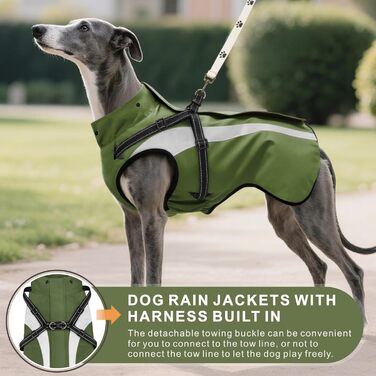 Водонепроникний дощовик для собак Oslueidy, з капюшоном, для малих, середніх та великих собак, цуценят, S-XXL (Зелений, L)
