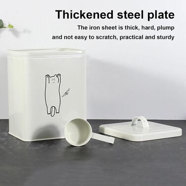 Контейнер для зберігання корму для тварин 5л з ложкою та кришкою | Декоративний контейнер для котячого корму, для собак, сухих кормів, ласощів, рису або борошна