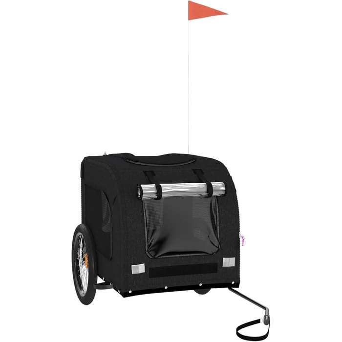 Фасба Причіп для собак, причіп для велосипеда, причіп для собак з відбивачами та прапорцем, причіп для котів та домашніх тварин, чорний, матеріал Оксфорд, метал, 133,5 x 69 x 73,5 см (Д x Ш x В)