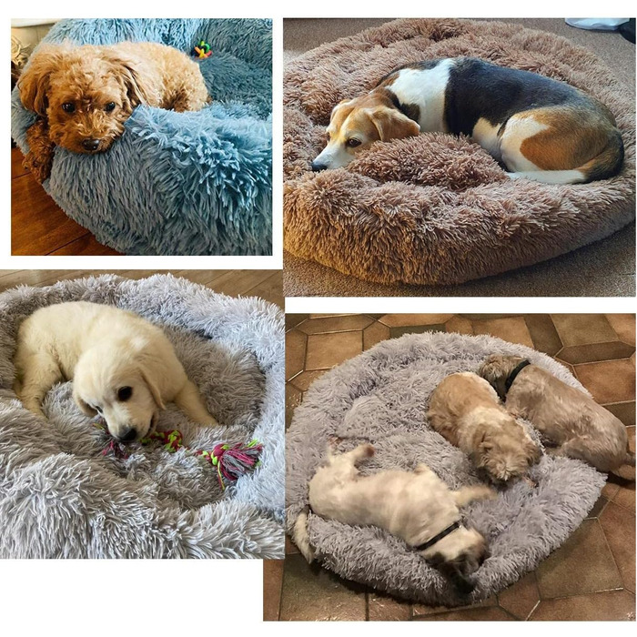 М'яке ліжко для собак Yuly, велике, середнього розміру, зручне, кругле, для котів та собак, рожеве (діаметр 100 см)