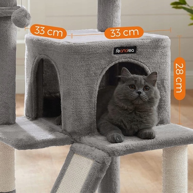 Великий кігтеточка-платформа 2в1 для котів, стійка рампа, світло-сіра, 96 см, Feandrea