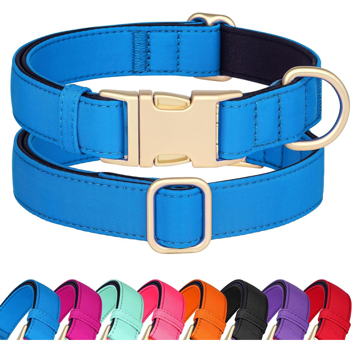 Нашийник для собак Didog з нейлону, м'який, з металевою застібкою, для великих, середніх собак, чорний, M (L: регульована шия 38-58 см, синій)