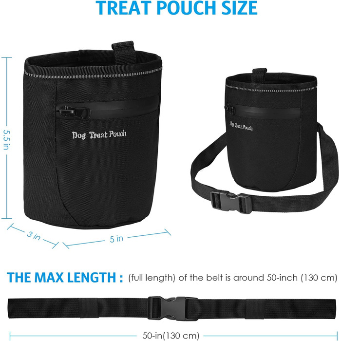 Сумка для ласощів для собак Brifit з магнітною застібкою, для тренувань, з регульованим шнурком, знімною внутрішньою кишенькою та дозатором для пакетів, 17.5 x 13.6 x 8 см