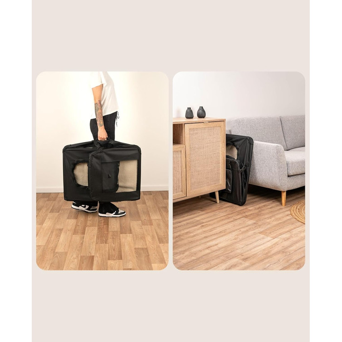 Транспортна переноска для собак та котів Lionto, складна, 70x52x50 см, чорна