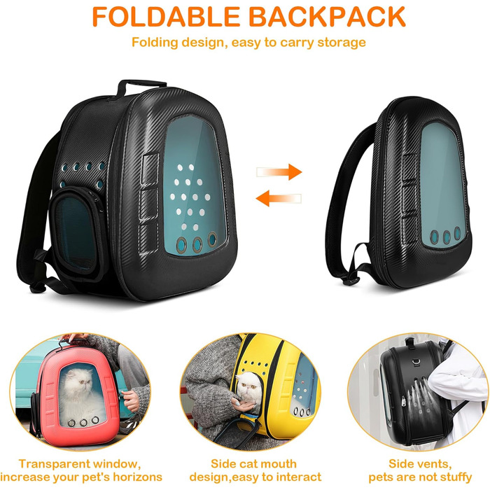 Рюкзак-переноска для котів та цуценят ALLSOPETS Bubble - чорний