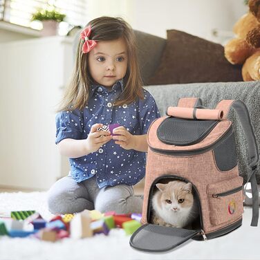 Рюкзак для собак PETCUTE з дихаючою вставкою та м'яким матрацом, складний, з безпечною шлейкою, для подорожей, велосипеду, авіаперельотів, колір імбирно-жовтий