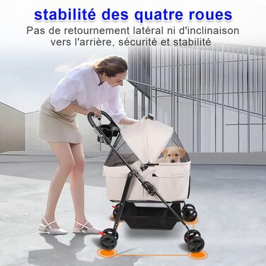 Візок для собак середніх порід, 25 кг, 4-колісний візок для собак та котів, складаний, для подорожей, сірий (50 x 65 x 99 см)