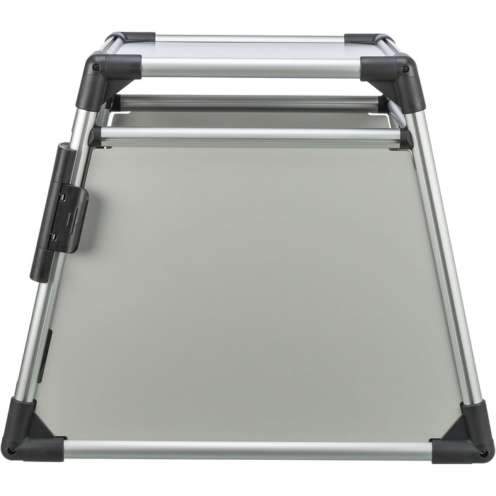 Тріксі переносна клітка для собак, алюміній, срібна, розмір S (48x57x59 см) / L (78x55x62 см), стабільна, тиха, з безпечним замком та неслизьким килимком