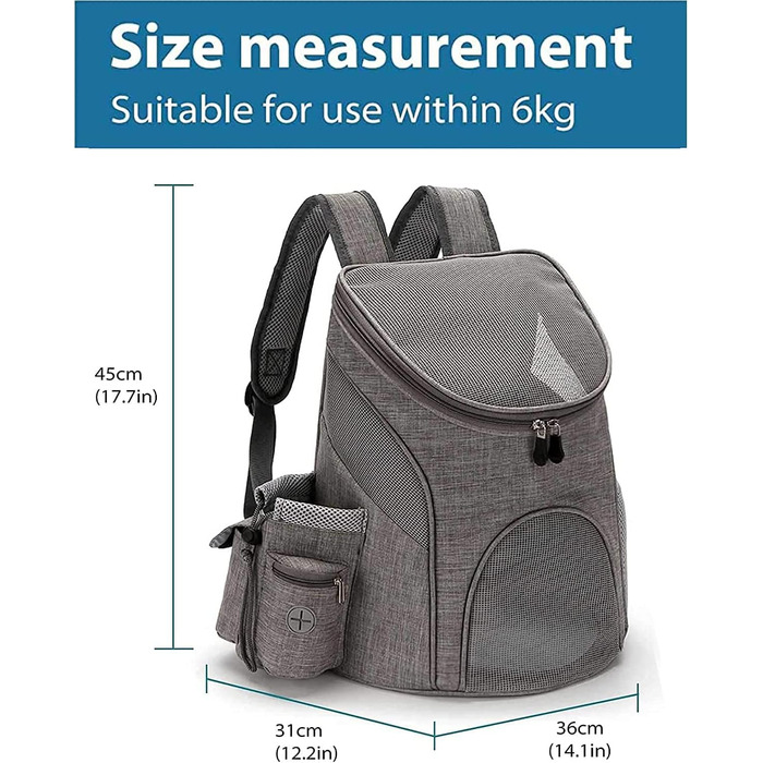 Сумка-переноска для котів та собак IFIKK: дихаюча, складна, з внутрішнім ремінним кріпленням, легка, чорна, червона, сіра (S)