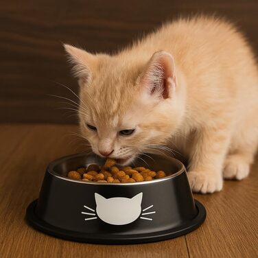 PAWPOURRI Миски для котів з нержавіючої сталі, протиковзкі, 2 шт. (230 мл, синій та червоний)