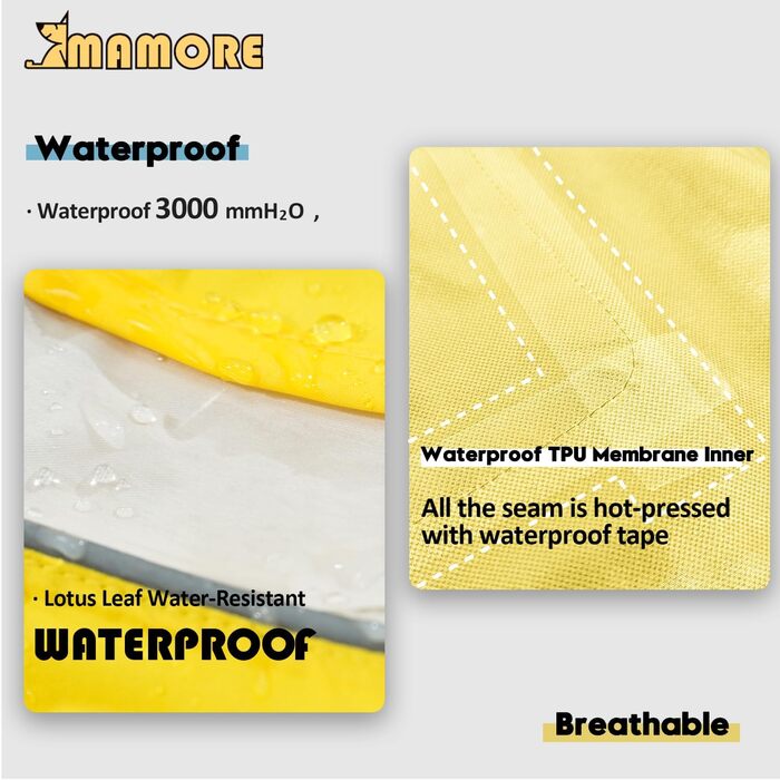 Дощовик для собак, водонепроникний, світловідбиваючий, регульований, дихаючий, з отвором для шлейки, для малих, середніх та великих собак (Жовтий та Білий, розмір XXXL)