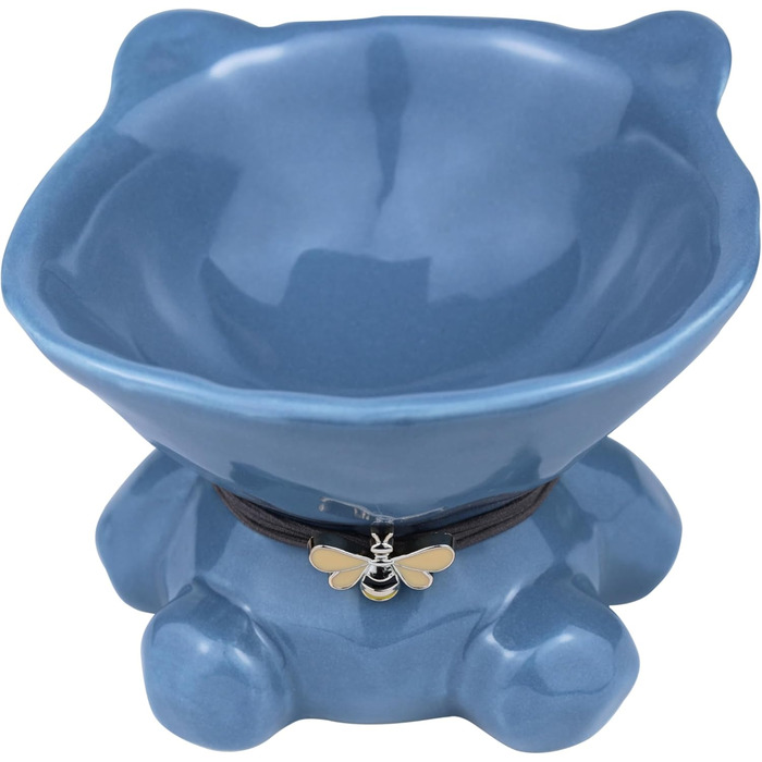 Підвищений годівниця для котів Busnos, керамічна, 14x13x11 см, блакитна