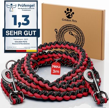 Світловідбиваючий повідець для собак Paracord, 3 м, регульований, водостійкий, міцний до 250 кг, для малих та великих порід