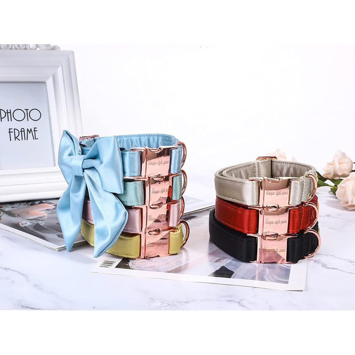 Шовковий ошийник для собак Mandarine, регульований, довговічний, з бантиком, для великих собак, розмір M