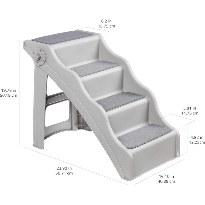 Складані сходи для собак і котів Amazon Basics, сірі, 60.7x40.9x50.2 см