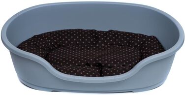 Корзина для собак Adena, 110 x 74 см, сіра + подушка з прикрасою у вигляді крапок, коричнева, розмір L 110 x 74 x 30 см, дизайн 3