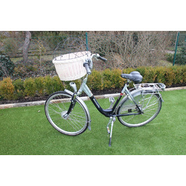 Корзина для велосипеда Marcus Hundefahrradkorb для руля з лози з металевою сіткою та подушкою, корзина для собак, корзина на кермо, корзина для покупок, натуральний (XXL з подушкою)