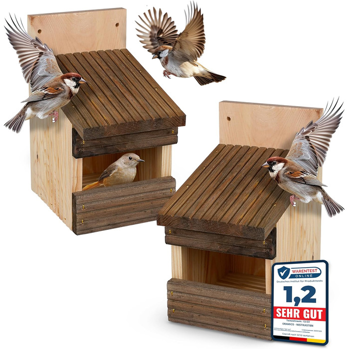 Два годівниці-будиночки для птахів Oramics напіввідкриті для саду, балкону та тераси - годівниця для диких та садових птахів, стійка до погодних умов, ідеальна для птахів будь-якого виду