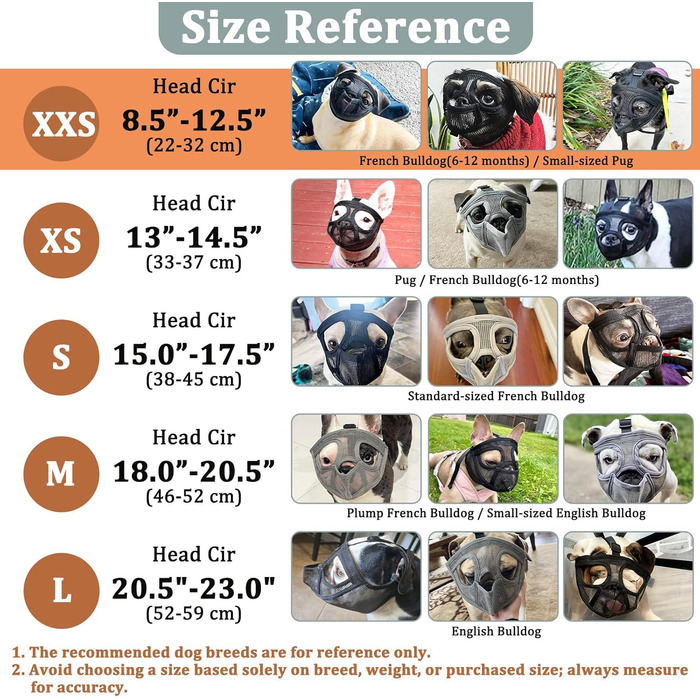 Нашийник-маска для собак з короткою мордою: Французький бульдог, Ши-тцу, Мопс, Англійський бульдог. Запобігає кусанню. М'яка сітка, XXS (обхват голови 21.5-32 см)