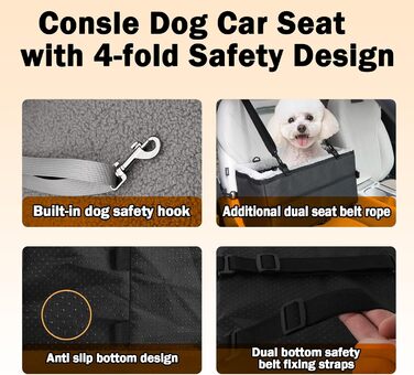 Автокрісло для собак - автокрісло для маленьких собак, з подвійним ременем безпеки, знімний чохол, сумка для зберігання