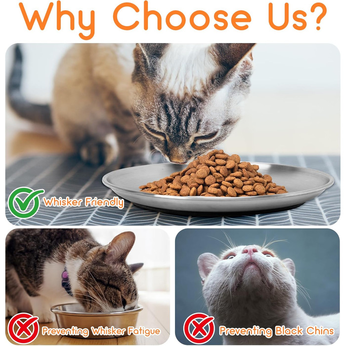 Набори мисок для котів та дрібних тварин Elisabe Katzennapfe (6 шт.) з нержавіючої сталі, 17 см, антиковзний, проти втоми вусів