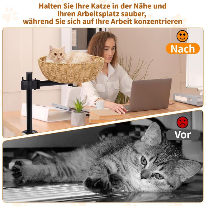 Кігтеточка-ліжко для кота на стіл: обертання 360°, регульована висота, без свердління. Підвищене котяче ліжко над столом. Тримає кошеня/кота поруч. Зручне ліжко для кота з подушкою для тварин.