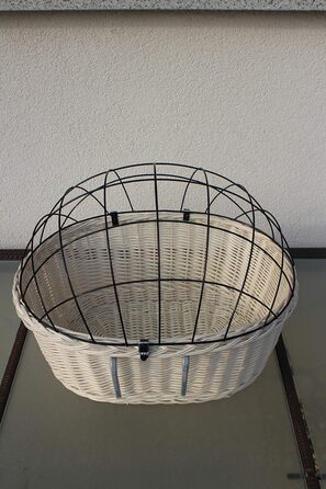 Корзина для велосипеда Marcus Hundefahrradkorb для собак, плетіння з лози, з металевою сіткою та подушкою, велосипедна корзина для тварин, еко-дизайн (XXL без подушки)