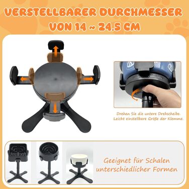 Підвищена годівниця для собак, регульована висота, 14 x 24 x 33.5 см, антиковзаюча, нахилена, з мискою