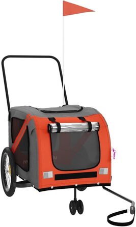 Причіп для велосипеда для собак та котів Оксфорд, оранжевий та сірий