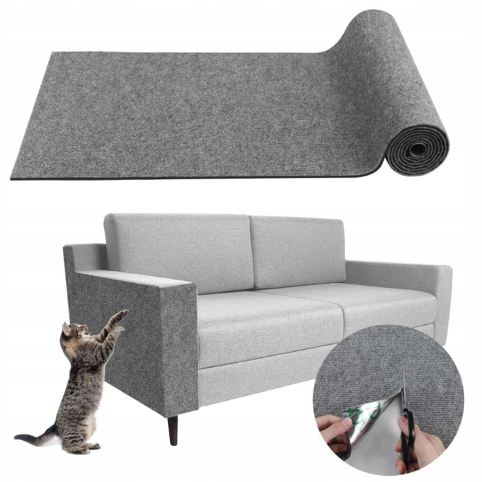 Самоклеюча килим-когтеточка для котів SIEMIEC, сіра, 100x60 см