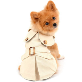 Тренч для собак PAIDEFUL, вітрова куртка-вестерн для дівчаток та хлопчиків, з поясом, для осені та зими, розмір S, колір хакі