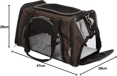 Сумка для собак TRIXIE Joe - з відкриттями спереду та зверху, знімний плечовий ремінь, інтегрована короткий поводок, м'яка підкладка, світловідбиваючі елементи, 28 × 28 × 47 см, до 10 кг