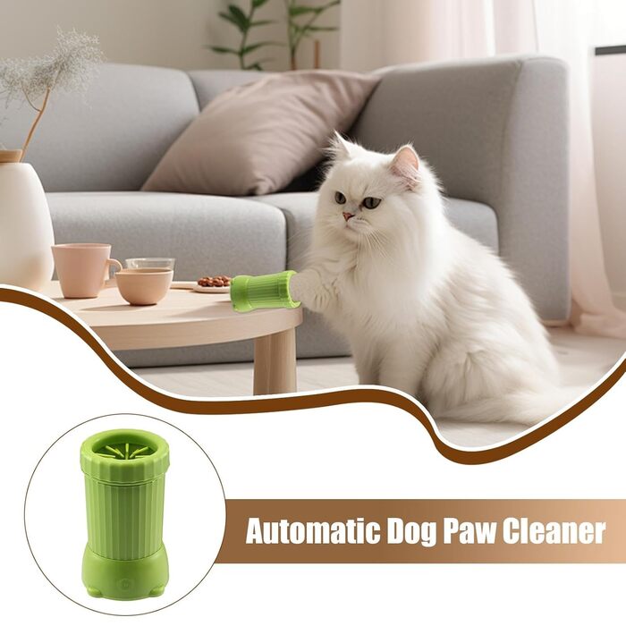 Автоматичний мийка лап для собак, USB-мийка лап для домашніх тварин, автоматичний пристрій для миття лап для собак, мийка для лап для собак, USB-зарядка, для маленьких та середніх собак (зелений)