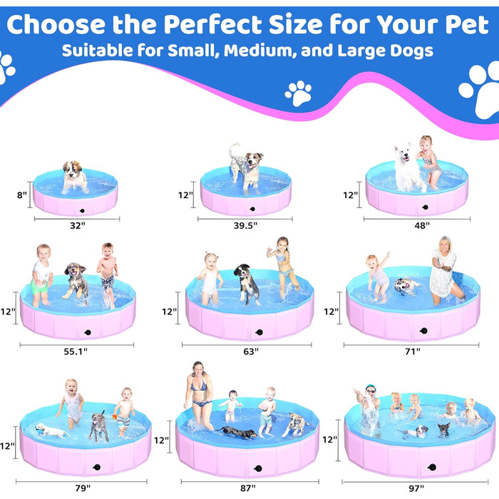 Зручний надувний басейн для собак та дітей, 220 x 30.5 см, рожевий, для дому та саду