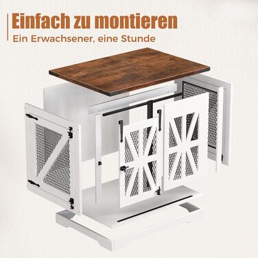 Клітка для собак, 73 см, дерев'яна будка для собак, клітка для собак для дому, посилене виконання, захист від укусів, розмір 73x51x60 см, білий колір