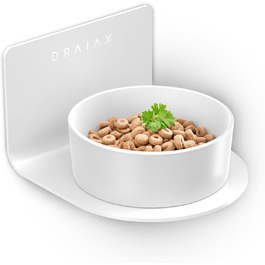 Керамічна миска для собак DRAIAX ElegantFeed M, настінна, біла, знімна, піднята – годівниця для собак, фурнітура для годування