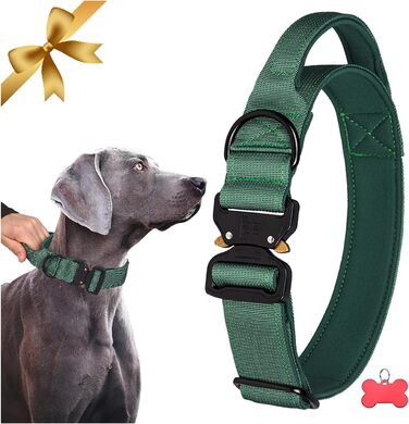 Тактичне обплетене нашийник для собак Vivi Bear, нейлон, контрольний захват, великі породи, зелений (L)