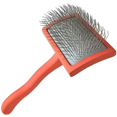 Професійна щітка для грумінгу, велика для вичісування Goldendoodle, Labradoodle, пуделів – довгі сталеві шпильки для густого хутра, червона – [TaiQiang]